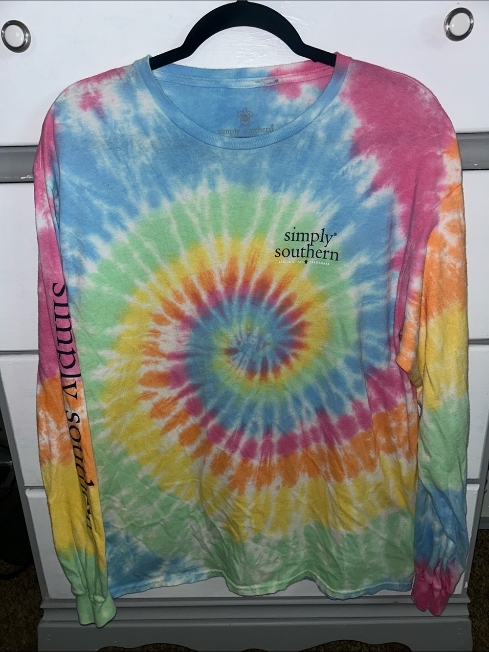 Simply Southern Casual Women’s Tie-Dye Print Long Sleeve Shirt Size Large